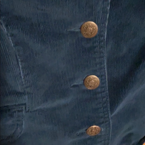 BEAUTIFUL TEAL CORDUROY JACKET W/RUFFLED SLEEVES - Picture 2 of 5